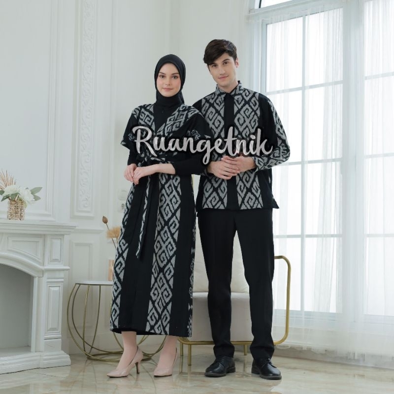 set couple tenun ikat blanket-baju tenun couple premium