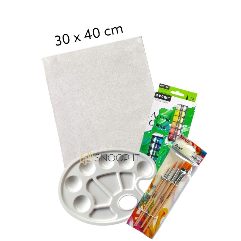 

[Miliki Segera] Paket Melukis Lengkap Set 4 in 1Jumbo Set Kanvas 30x40 Kuas Palet dan Cat Acrylic - Set- SHSNP 73