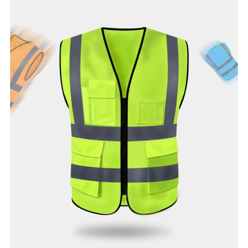 Lihat Disini Rompi Safety Proyek ID Holder 5 Saku / Rompi reflektif - XL