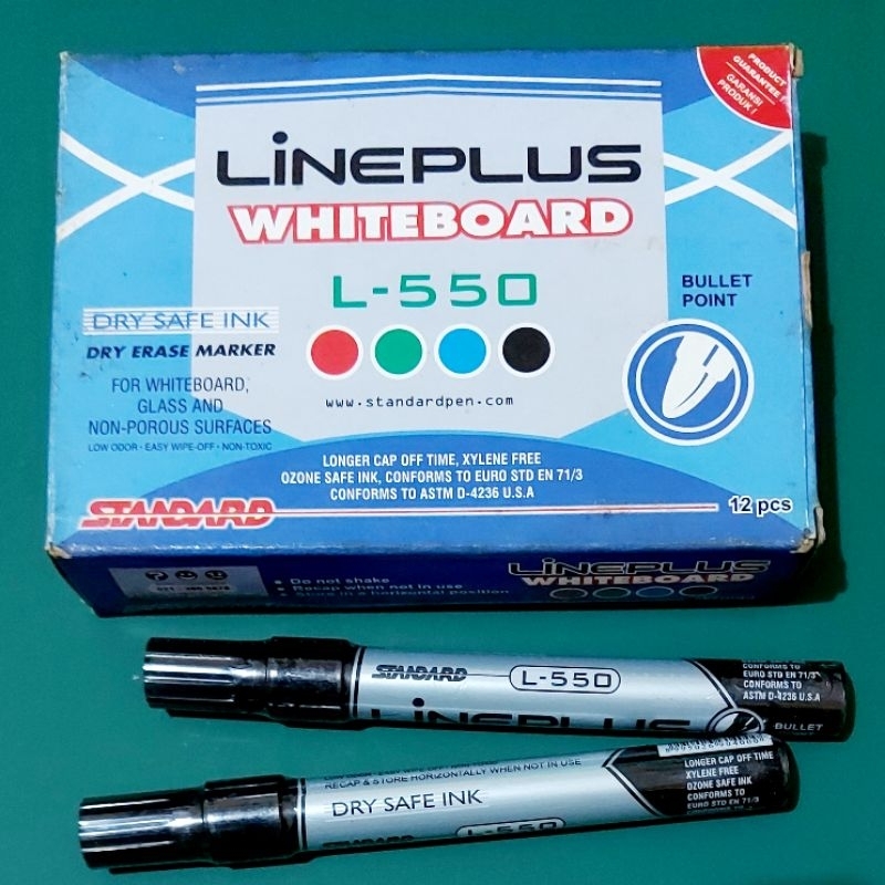 

(12 pcs) Standart Lineplus Spidol L-550 White board Hitam /Spidol Papan Tulis