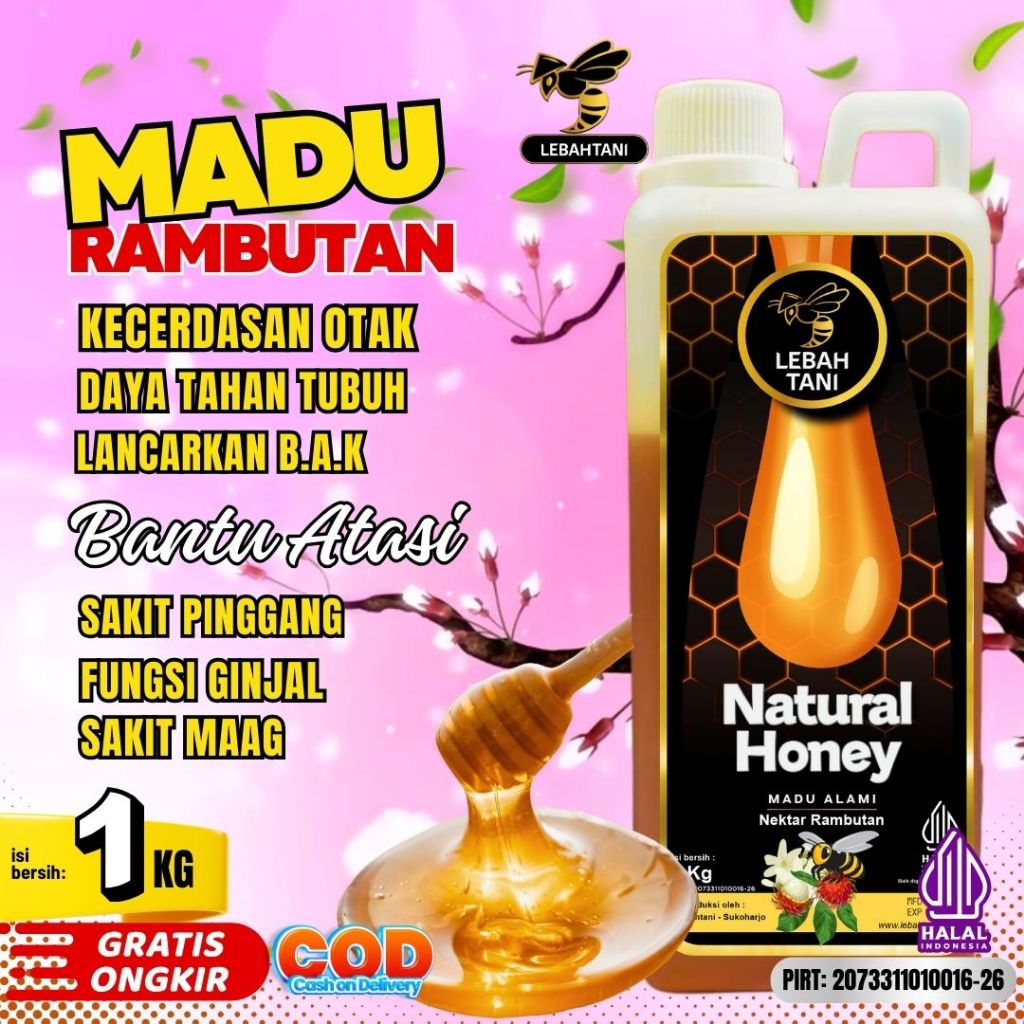 

Madu ASLI Rambutan Lebahtani 1 kg