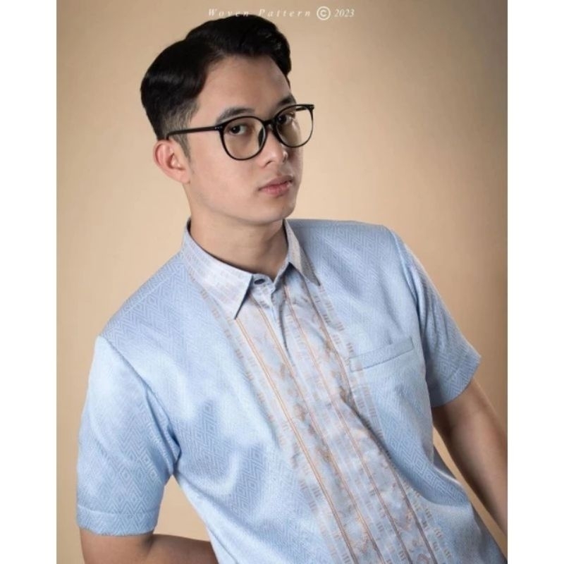 Kemeja Batik Pria Lengan Panjang tenun songket Palembang  E2