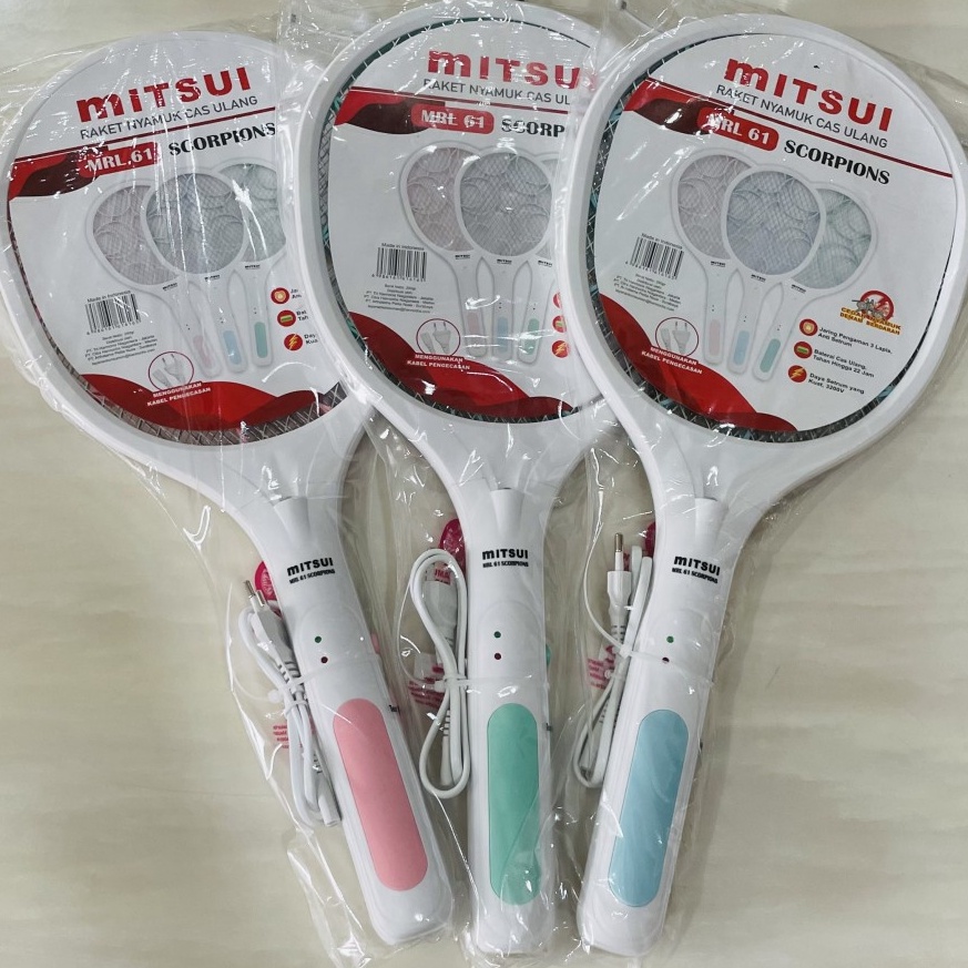 Terlaris.. Raket Nyamuk Putih MRL 61 MITSUI - raket nyamuk listrik - raket nyamuk QKW