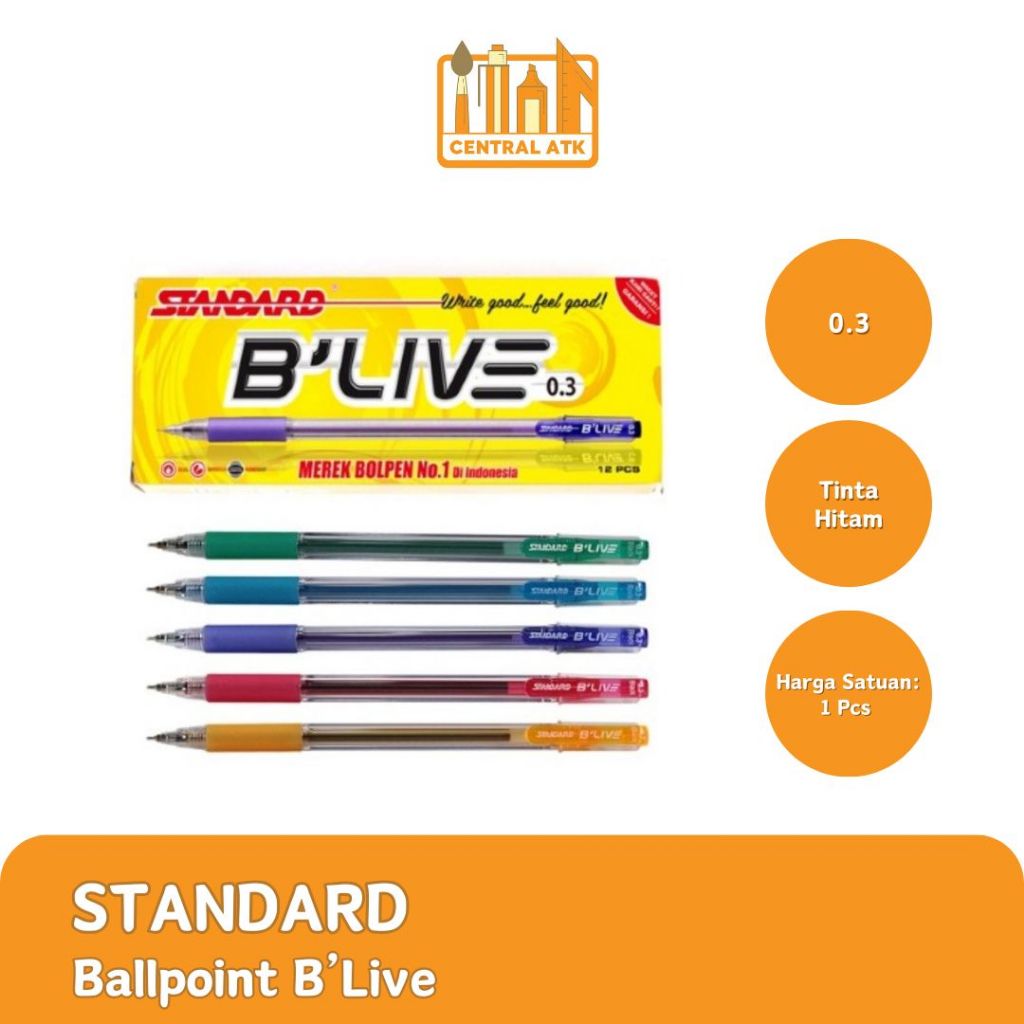 

BOLPEN / BALLPOINT / PULPEN STANDARD B'LIVE 0.3 ( 1 PCS )