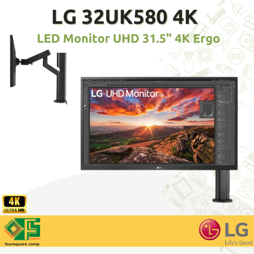 LED LG UHD 32UK580 Monitor 32 Inch 4K HDR Ergo Pivot Resmi