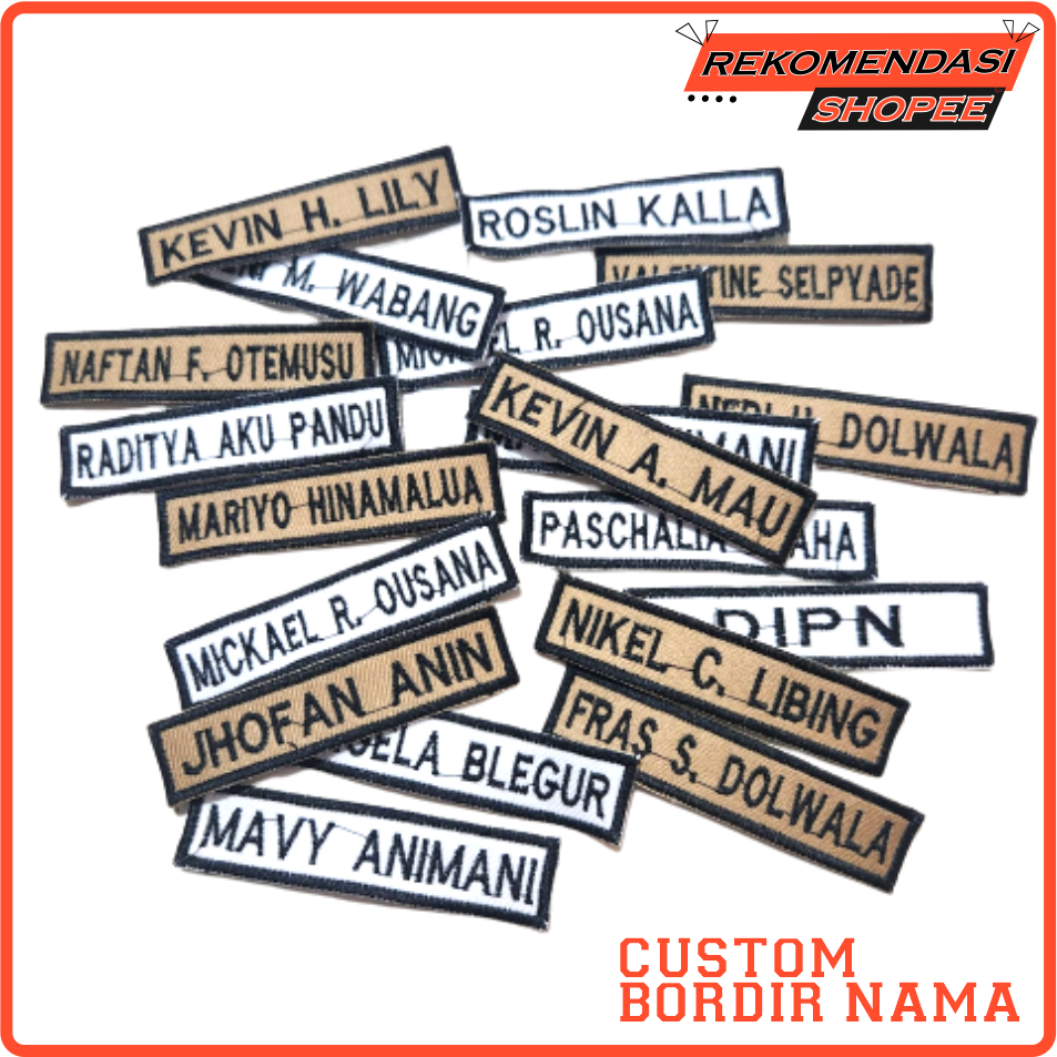 Bordir Nama Seragam Sekolah bet nama custom Nama dada Bordir