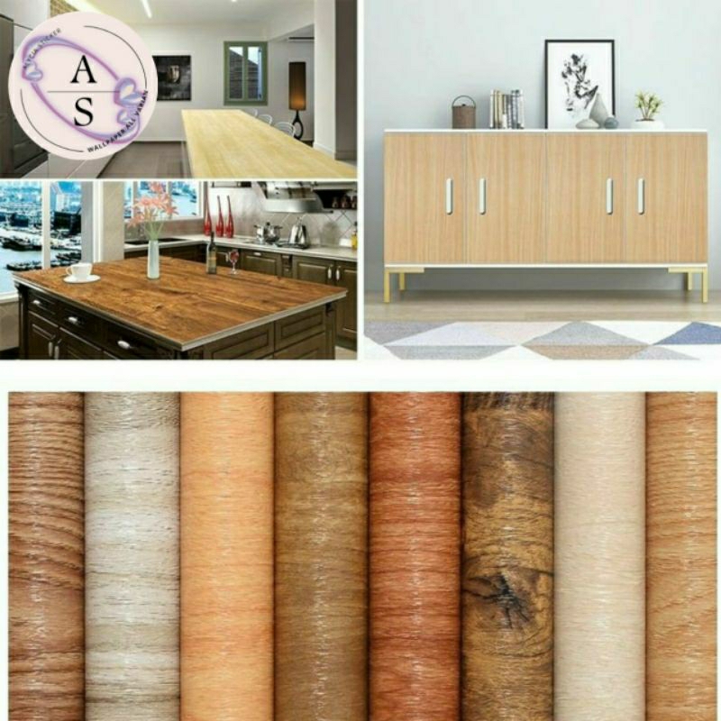 Stiker Meja Lemari Dapur Motif Kayu | Wallpaper Furniture Anti Air Minyak Panas | Wallpaper Motif Ka
