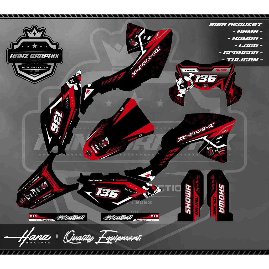 DECAL STICKER KLX BF FULLBODY KEREN MERAH HITAM STICKER STIKER FULL BODY