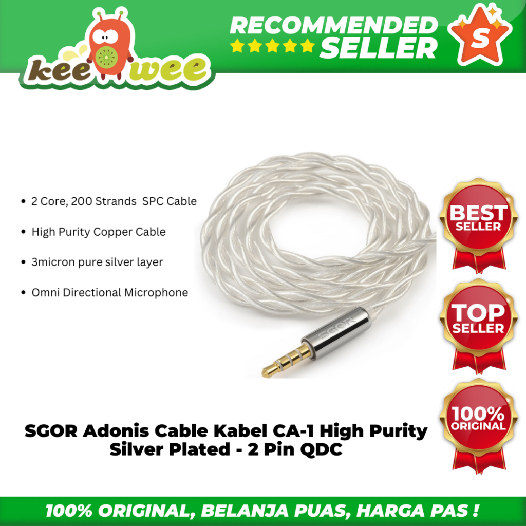 SGOR Adonis Cable Kabel CA-1 High Purity Silver Plated - 2 Pin QDC