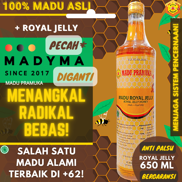 

Madu Pramuka Royal Jelly Honey 650 ml 650ml (Madu + Royal Jelly) Alami Pure Natural Raw Honey Nusantara Kepulauan Indonesia