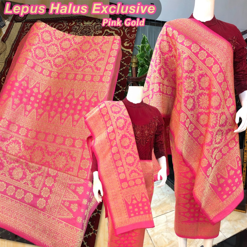 Songket Lepus Halus Exclusive Gebeng ORI warna pink Gold  /songket tenun asli palembang /ilham songk