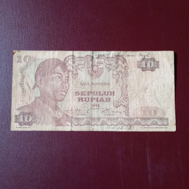 10 rupiah uang kertas sudirman tahun 1968 beredar asli ODF007421