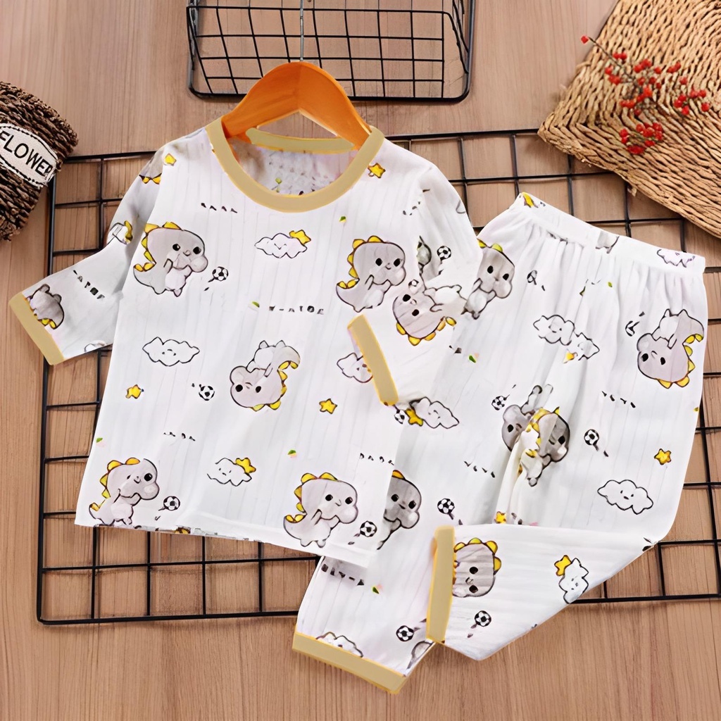 VS - Setelan Anak Motif Fleur Lengan Panjang / Baju TIdur Anak Terbaru