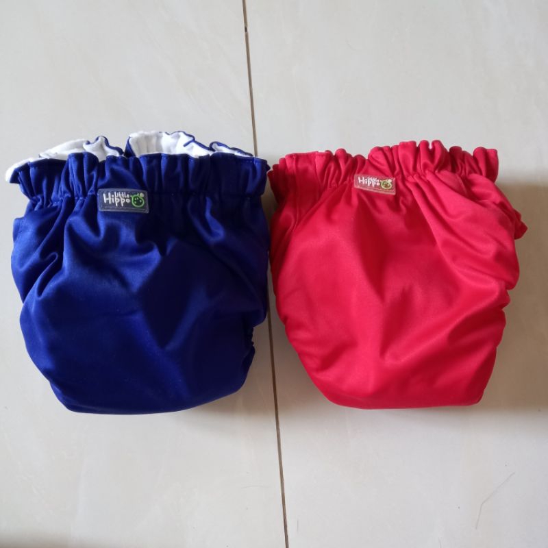 Preloved Clodi 2 pcs Little Hippo, celana pendek anak, celana jeans / Sugar Baby Bather Baby Blue / 