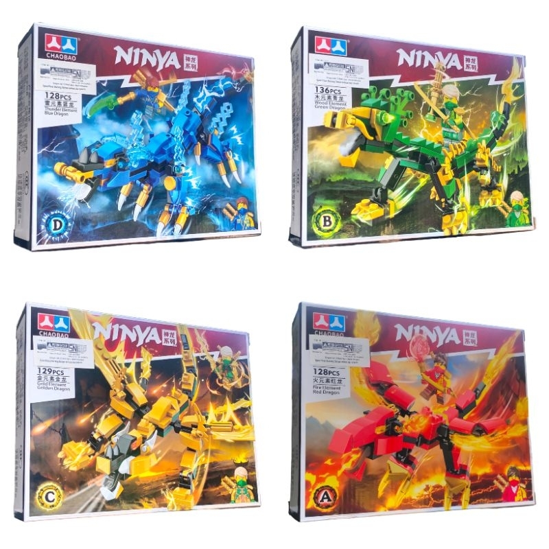 Sa1 Mainan Anak DIY Bongkar Pasang Ninja Blocks Brick Dragon Ninja Naga Robot