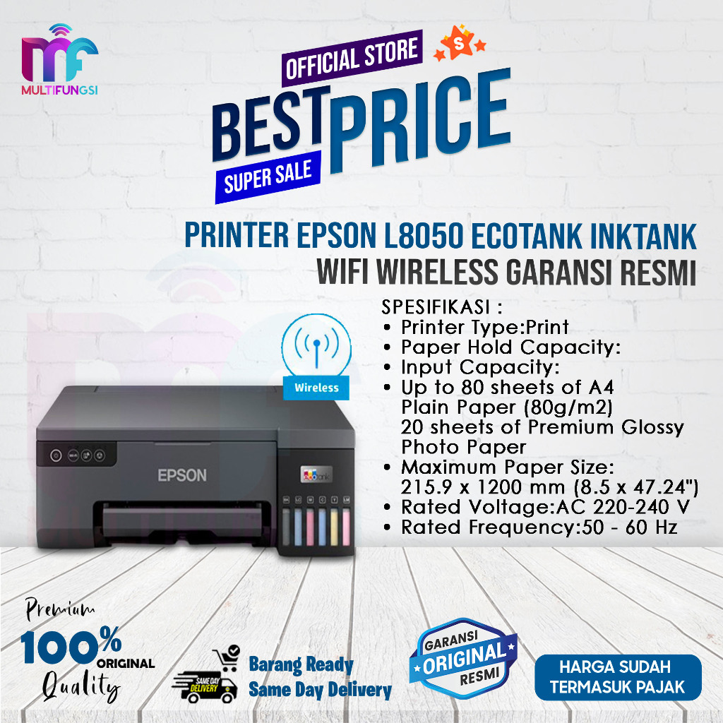 Printer Epson L8050 (Pengganti L805)A4 WiFi Wireless Garansi Resmi