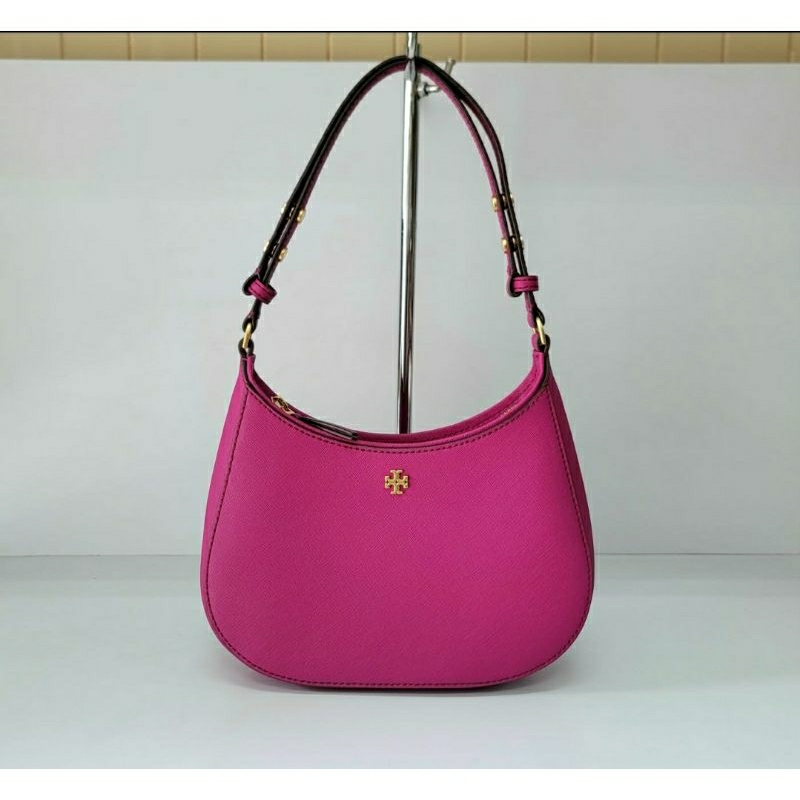 Ready TB Emerson zip shoulder. Leather Safiano Magenta. 150258 22x14x6cm