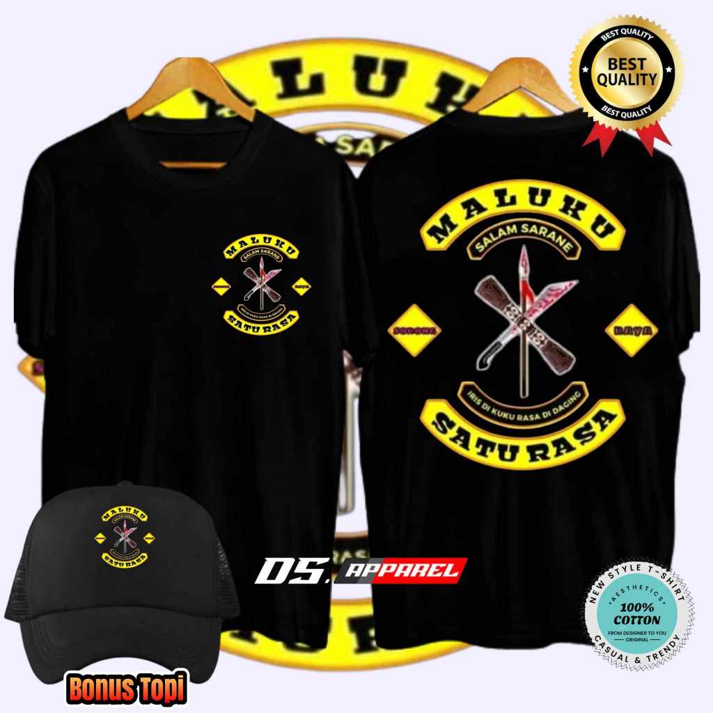 KAOS MALUKU SATU RASA SALAM SARANE SABLON DEPAN BELAKANG LOGO KEREN