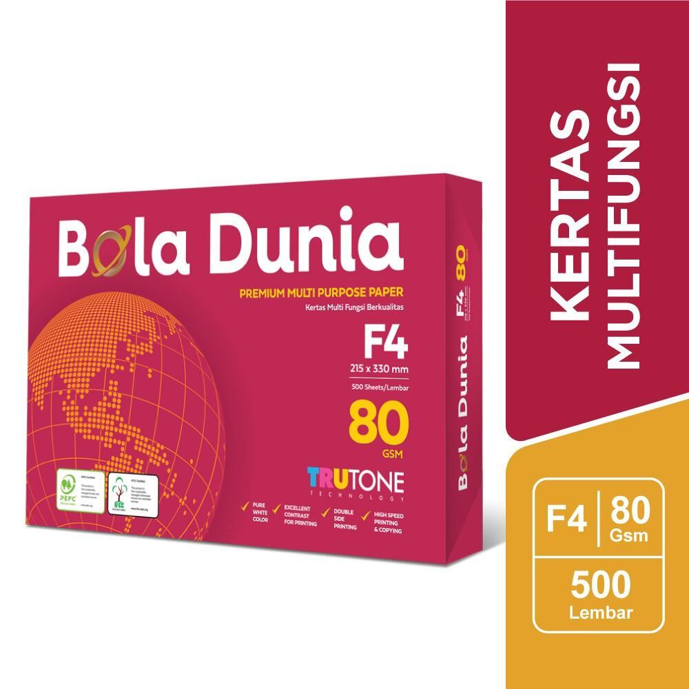 

Kertas HVS F4 Folio 80 Gsm Bola Dunia 1 Rim 500 Lembar