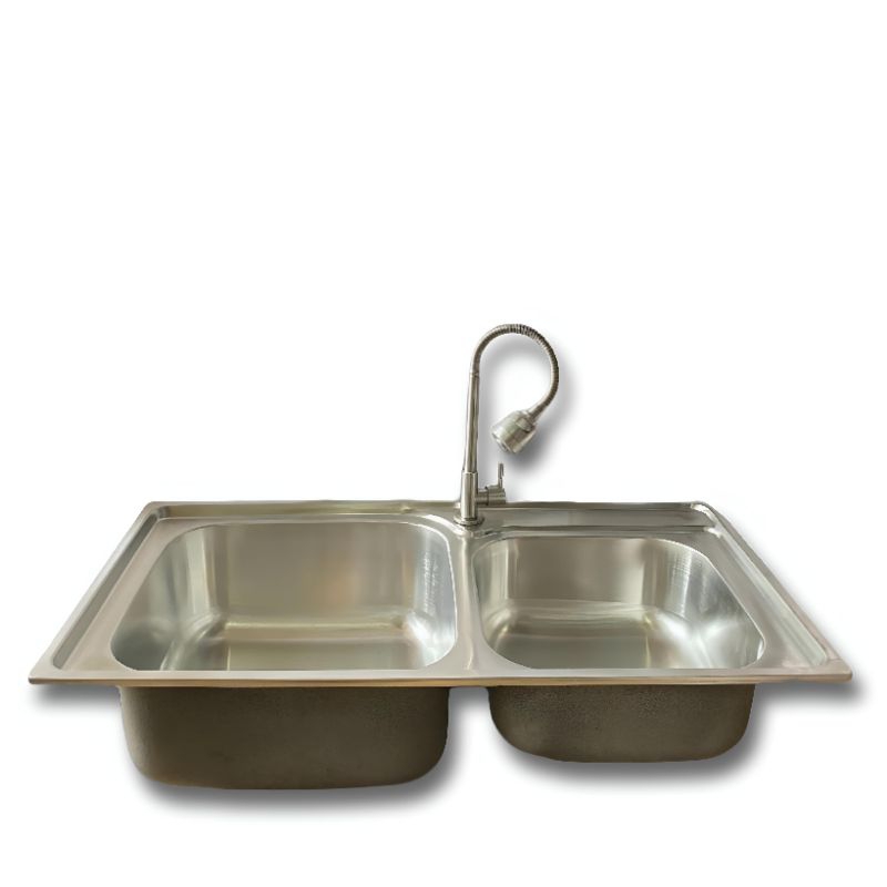 Wastafel 2 Lubang Kitchen Sink Stainless Bak Cuci Piring Tempat Cuci Piring 2 Lubang