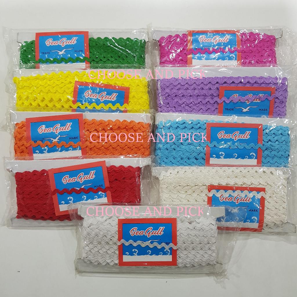 Renda Biku Biku Aneka Warna Isi 20yard / Renda Zig Zag Biku Biku Berkualitas / Renda Biku Biku 4mm