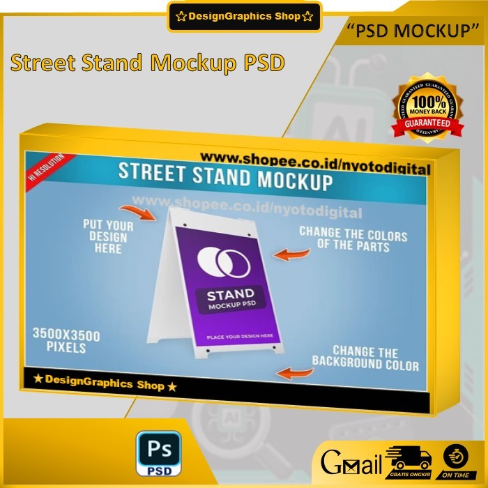 Mockup Stand Jalan Format Photoshop PSD Street Stand Mockup PSD