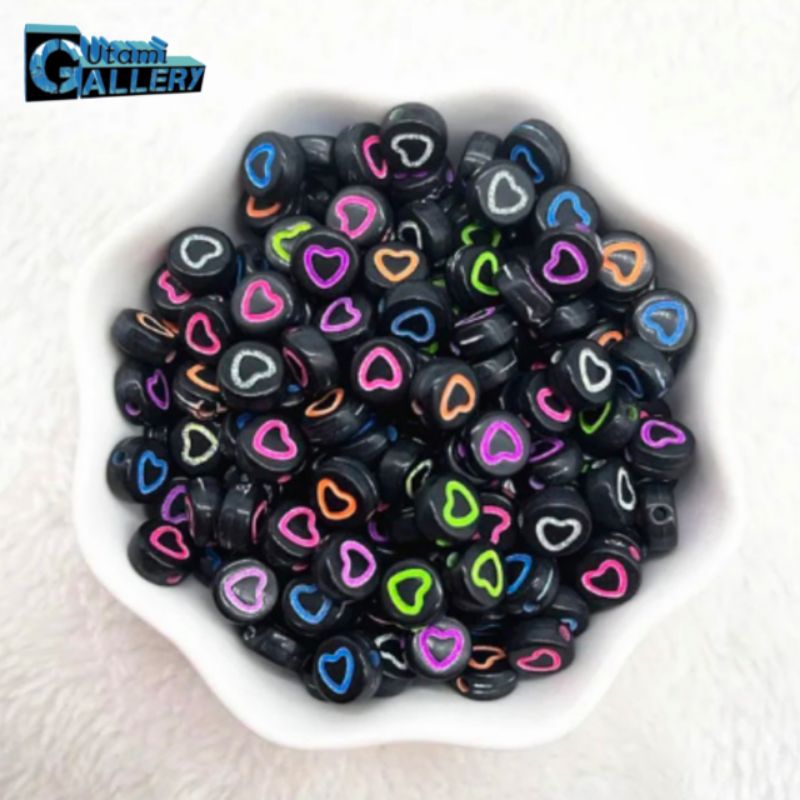 100pcs Manik Mote Bulat Love Spacer Gelang Bahan Membuat Kerajinan Gelang 7mm