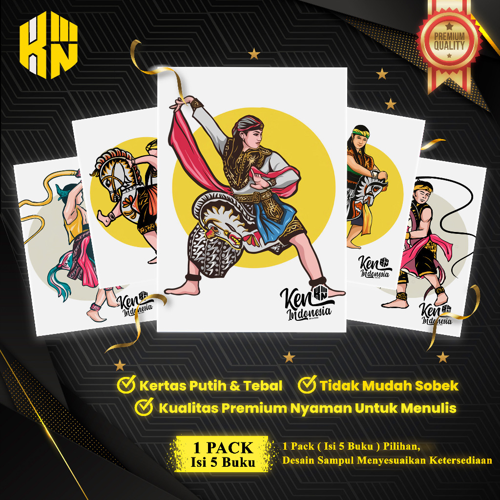 

KEN.IND - Buku Tulis Sekolah Custom Tema JARANAN Bergaris 38 Lembar 1 Pak Isi 5 Buku/ Buku Tulis Anime/ Buku Aesthetic/ Buku Catatan