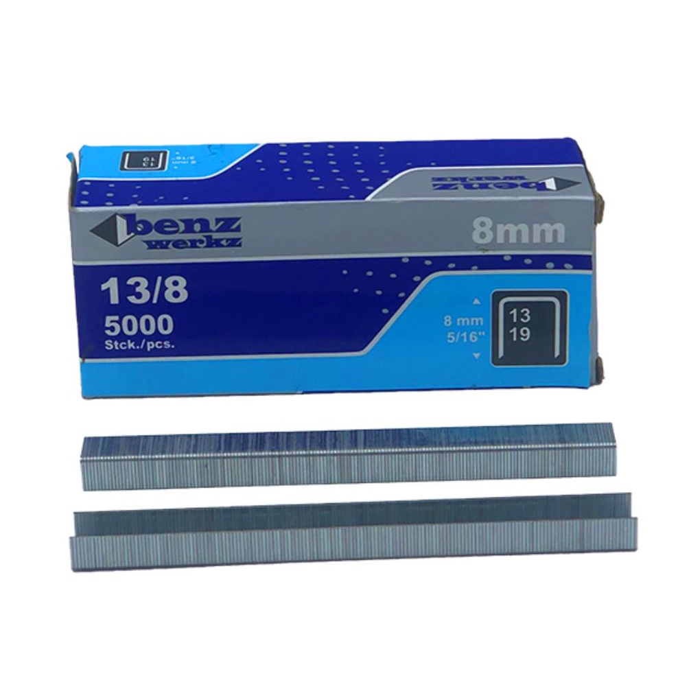 

⋆ Isi Staples Manual / Staples Tembak Guntacker Merek BENZ WERKZ Original Uk. 13/8mm (8mm) - untuk Pengerjaan Jok Motor, Jok Mobil, Sofa, Funiture, Kayu 6358