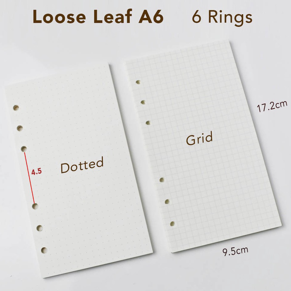 

Terkini [ A5 A6 ] Loose Leaf 6 rings Dotted, Grid, Blank and Line Stok Banyak