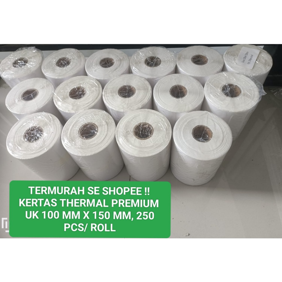 

Terlaris LABEL STICKER THERMAL 100 MM X 150 MM UKURAN A6 ISI 250 PCS/ROLL Terkini