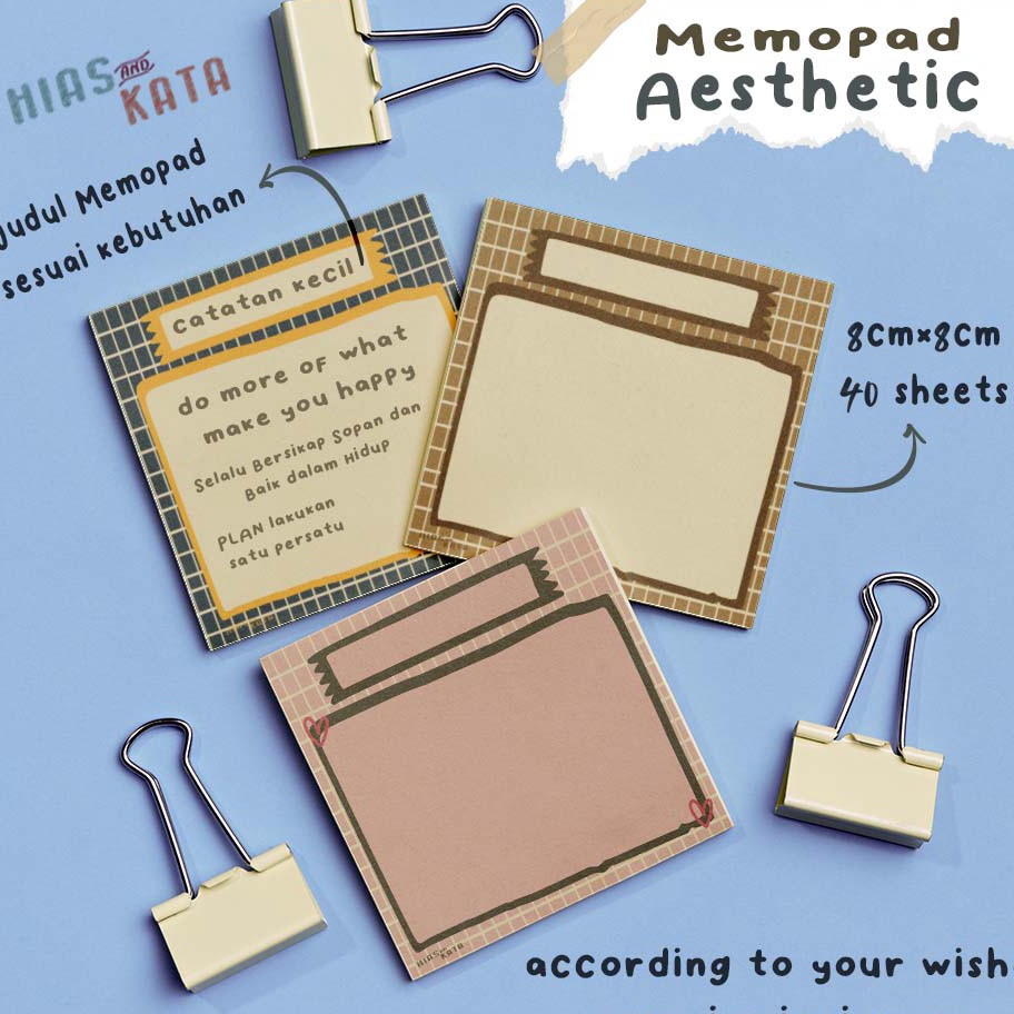 

Stock Banyak Memo pad aesthetic notes 40 sheets Model Terkini