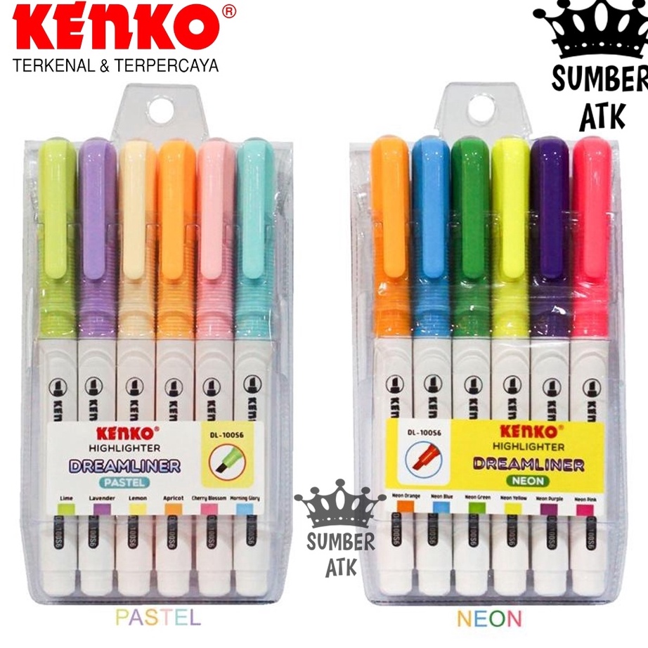 

Best Terlaris Highlighter KENKO DREAMLINER 6 Set PASTEL / NEON DL-100S6 Best Seller