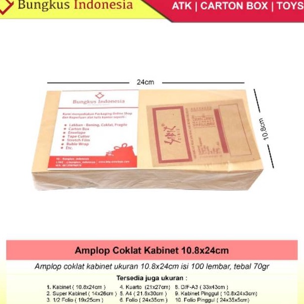 

Big Sale Amplop Coklat Kabinet (10.8x24cm) Laris