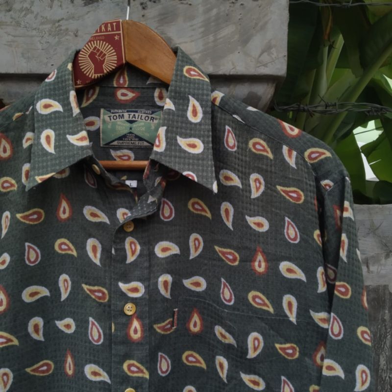 Kemeja Vintage Paisley Button Shirt by Tom Tailor Classic Hippies Woodstock Bohemian Boho