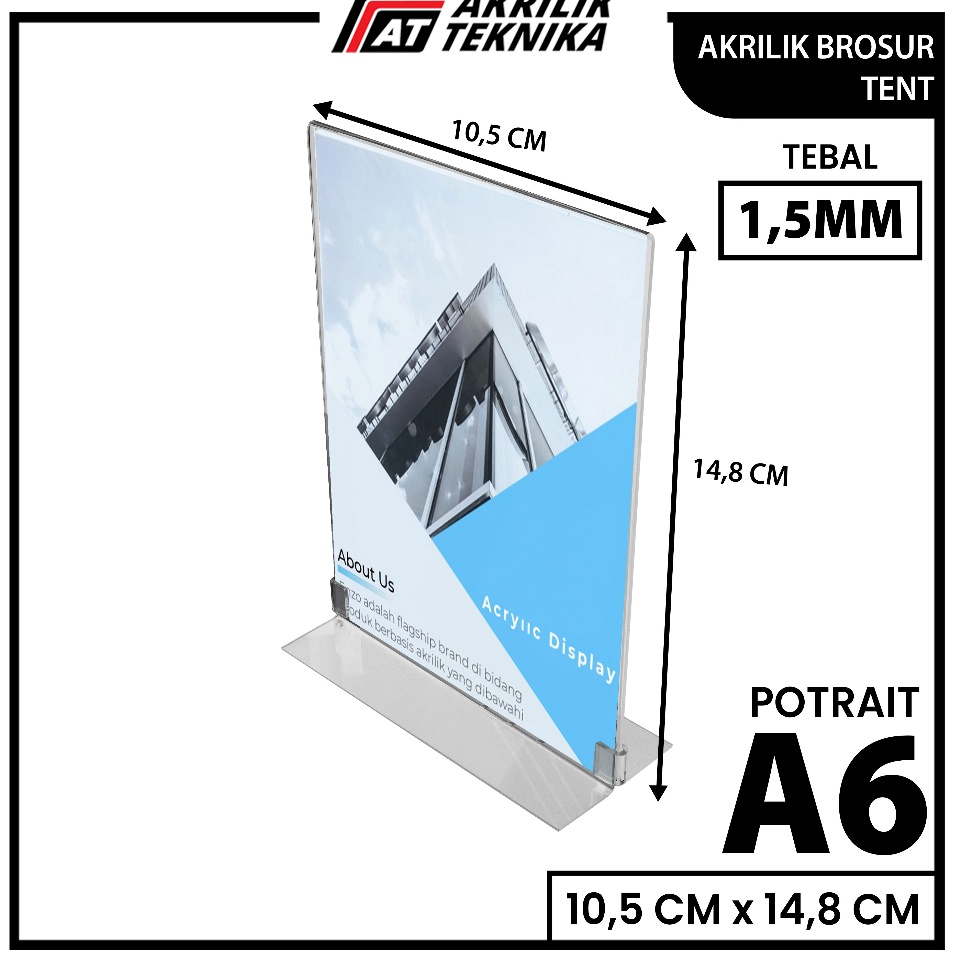 

Best Terlaris Tempat Brosur Akrilik Tent Card Holder Portrait T - Ukuran A6 1.5mm Harga Murah
