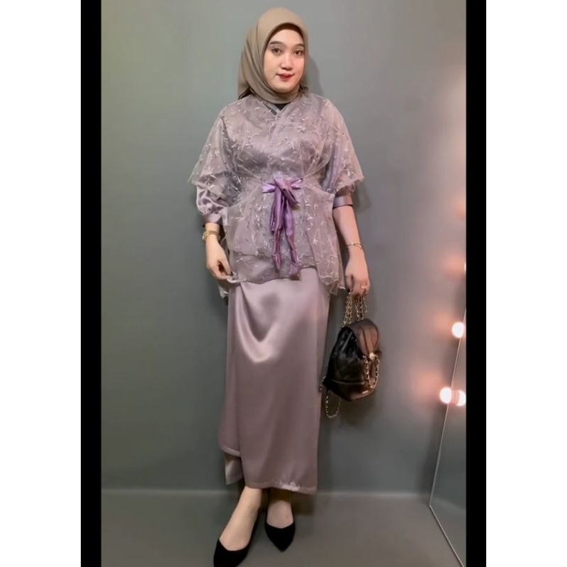 KARINA ONE SET KAFTAN dan OUTER MEWAH / Kaftan ikat Vneck Outer Premium Kaftan Lebaran Dress Kondang
