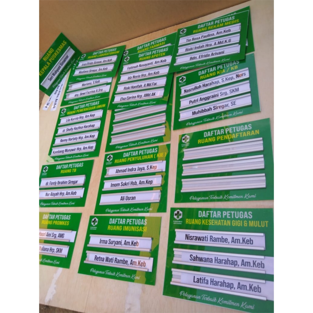 

Daftar Petugas Jaga Bahan Akrilik|Slot Alumunium(Kualitas Premium) Klinik,Puskesmas,Rumah Sakit, Dll