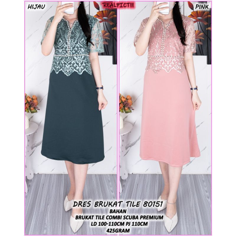 DRESS SCUBA PREMIUM MIX TILE. BORDIR BRUKAT PESTA NATAL SIDI BAPTIS VB 801511