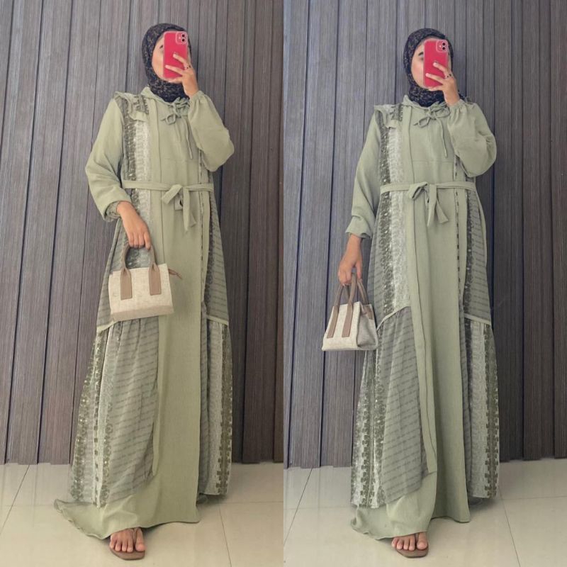 Gamis Laura Motif l Gamis Kringkel airflow l Gamis Viral l gamis hijab
