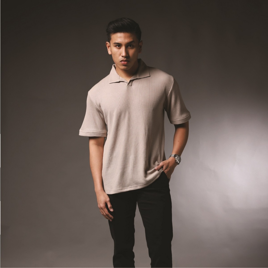 YORKIE Polo Shirt Waffles Khaki | Kaos Polo Pria Warna Khaki