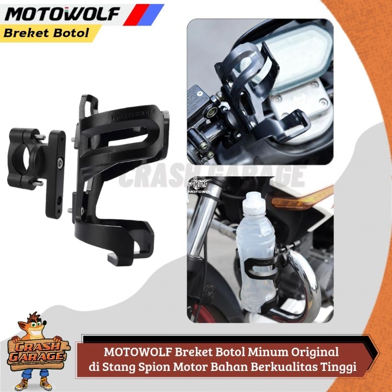 MOTOWOLF Bottle Holder Tempat Dudukan Botol Minum Sepeda dan Motor Tempat Botol Air Minum Stang Spio