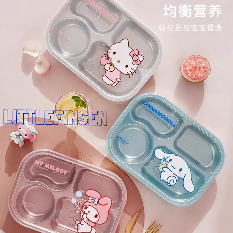 Lunch box stainless sanrio original/kotak makan sanrio original/piring sekat sanrio