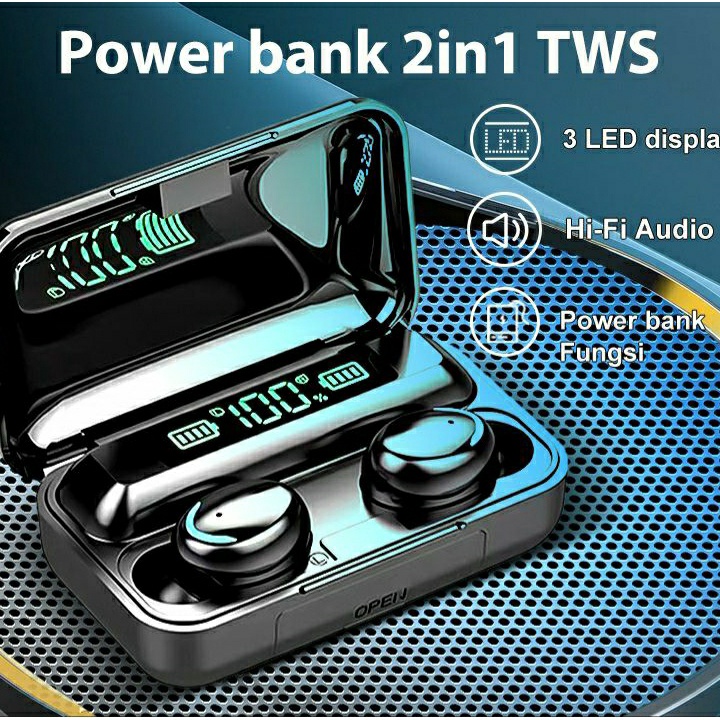 Big Sale F9-5 LED HEADSET BLUETOOTH WIRELESS TWS + POWER BANK 3500 MAH