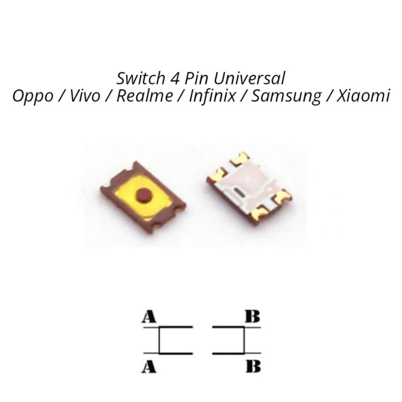Switch 4 Pin Oppo R9 / Vivo / Realme  | Switch Universal On/Off Volume