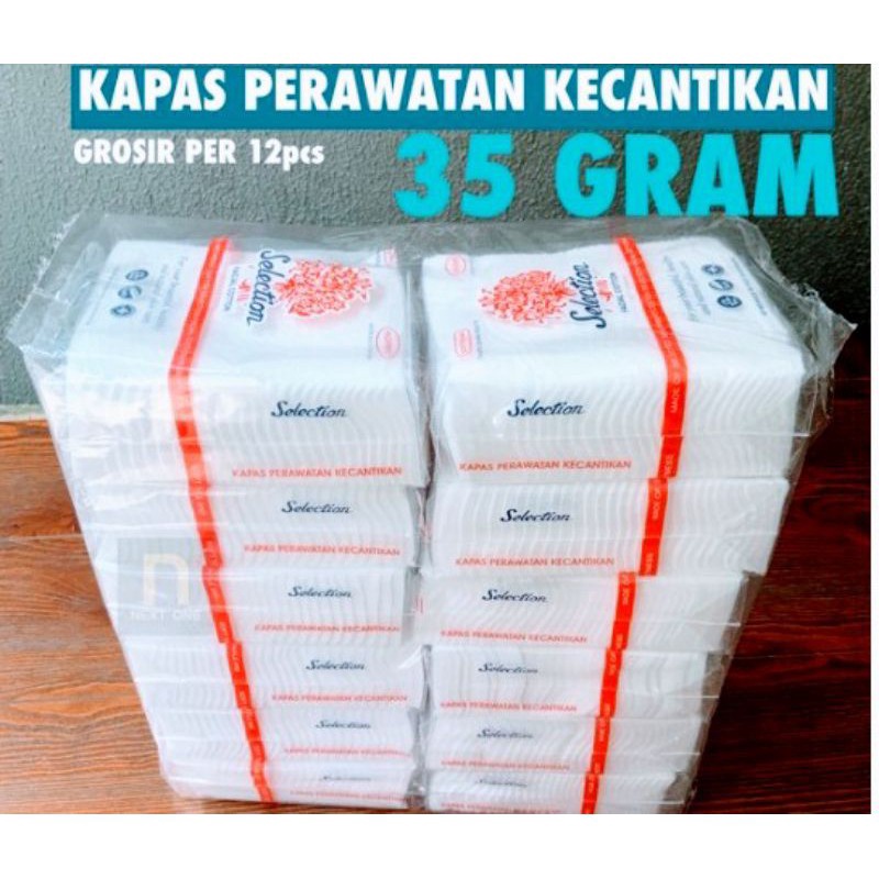 Grosir♥KAPAS WAJAH HARGA 1 LUSIN / 12 PACK KAPAS KECANTIKAN KAPAS SELECTION 35gr ORIGINAL