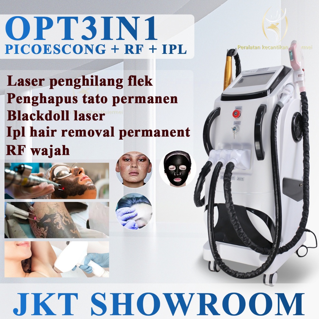 Stok Banyak©laser picosecond + IPL laser Hair Removal Laser menghilangkan Tattoo OPT SHR + RF 3 in 1
