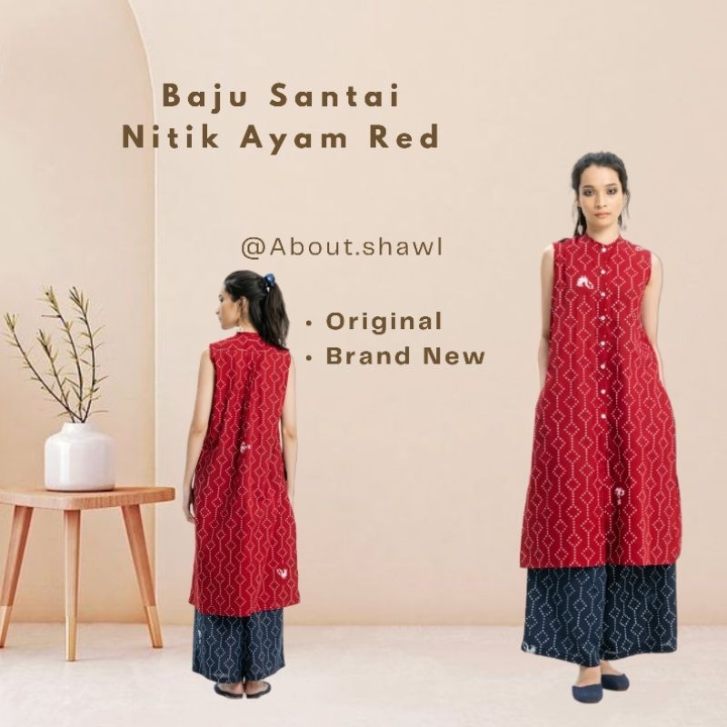 Baju Santai Nitik Ayam Red Sejauh Mata Memandang