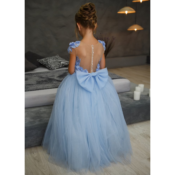 Light blue flower girl dress, Flower girl dress tulle, Toddler ball gown dress, Junior bridesmaid dr