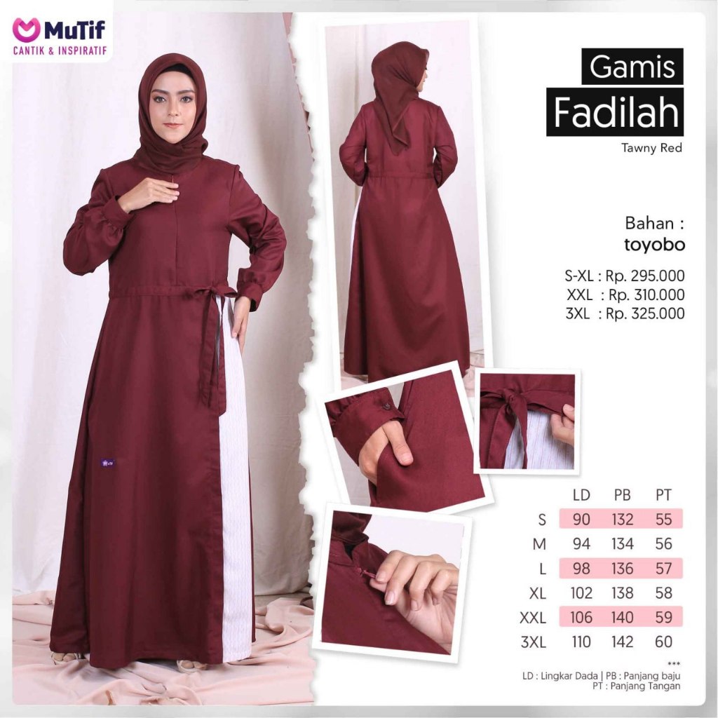 GAMIS MUTIF Fadilah Biru Navy - Stripper / Fadilah Tawny Red - Stripper / Dress Muslim - shafeeaoffi